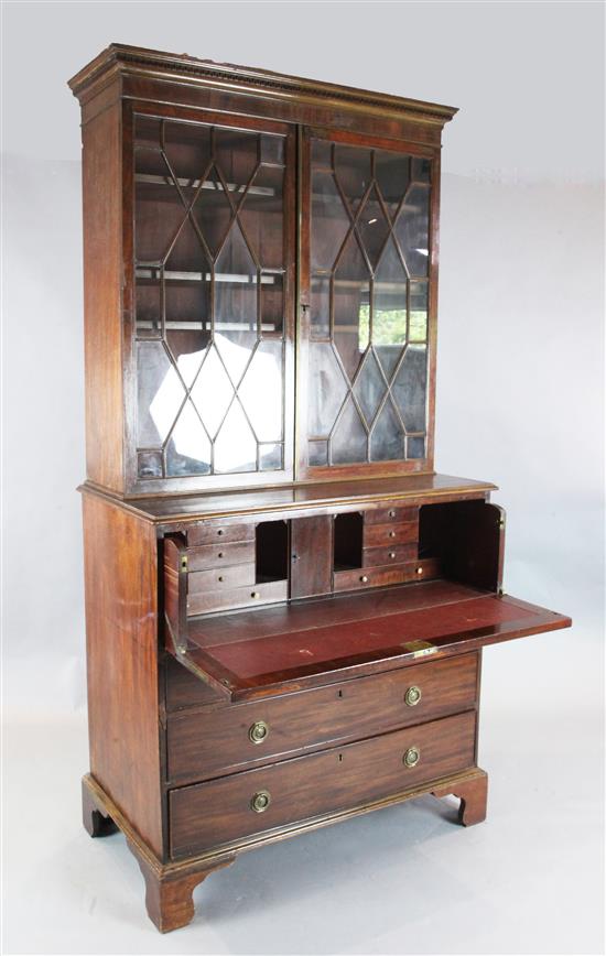 A George III mahogany secretaire bookcase, W.108cm H.216cm